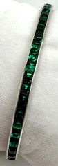 Antique Art Deco GREEN Channel-Set Rhinestone Sterling Silver Bangle Bracelet