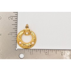 Vintage Dangle Earrings Gold Floral Pearl Door Knocker USA Made NOS 1980s 9M