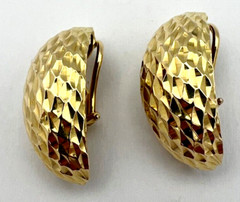 14K TEXTURED GOLD Omega Back Earrings | 9 grams