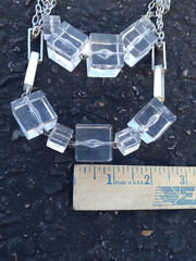 Vintage KH Studio Lucite Square Necklace Statement Clear
