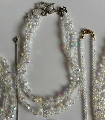 Vintage Crystal Aurora Borealis Necklace Bracelet Earrings Brooch Pin Ring Lot