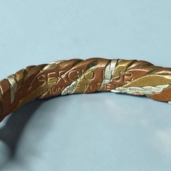 Vtg Sergio Lub Copper/brass/silvertone Braided Cuff Magnetic Tri-metal Bracelet