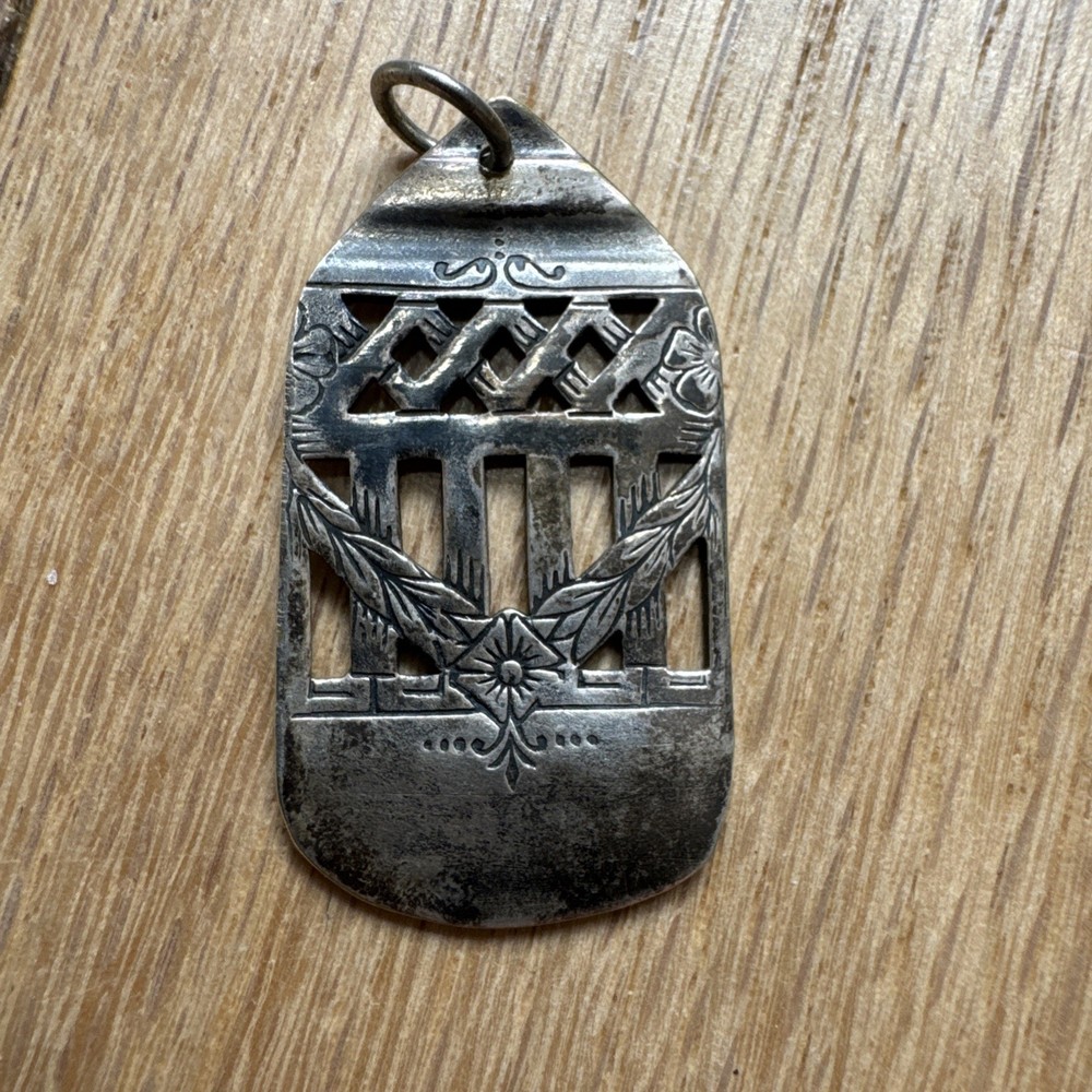 Antique Sterling Silver Floral Pendant Vintage Amulet #2