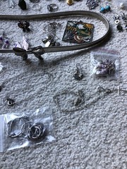 1 Pound + TEAL & SILVERTONED Jewelry Vtg Modern Lot Craft Junk Wearable Resell
