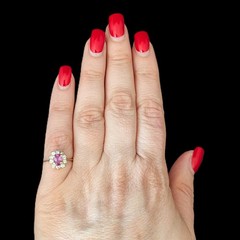 Vintage Pink Sapphire Diamonds 14k Yellow Gold Halo Ring Estate Jewelry Gift