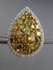 ESTATE LARGE 6.98CT WHITE & FANCY INTENSE DIAMOND 18KT 2 TONE GOLD PEAR EARRINGS