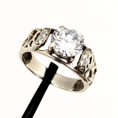 Vintage Elegant RING Silver 925 with Bright Stone -size: 8.75US (18.5mm)| UA #56