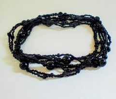 Antique Victorian French Jet Glass Mourning Beads Necklace 41′ Long