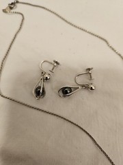Vintage sterling silver cage pendant and earring set