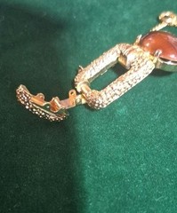 Vintage SIGNED JOMAZ Faux Tortoise & Textured Gold Tone Bracelet Size 7 1/2″