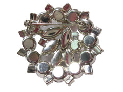 DOMED VINTAGE RHINESTONE PIN NAVETTES PRONG SET STONES VINTAGE