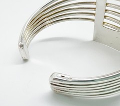 VTG Space Age Atomic MODERNIST Solid Sterling Silver Cuff Bracelet MCM 40.82g