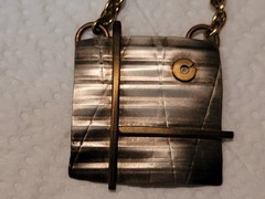 Vintage Mixed Metals Geometric Square Modern Art Style Necklace