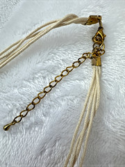 Gorgeous Waterfall statement polished shell pink pearly necklace gold abalone