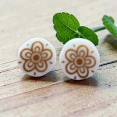Corelle Golden Butterfly Earrings Created From Broken Dishes.
