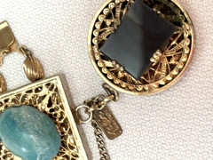 Kafin NY Bracelet and Earrings Demi Parure, Cabochon and Glass Stones, DBL Links