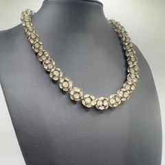 Vintage Rhinestone Necklace Disco Ball Style 16″ 1950s 1960s Mid Century