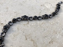 🖤✨AUTHENTIC VINTAGE STERLING SILVER BLACK ONYX LINK ESTATE JEWELRY BRACELET ✨🖤