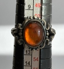 Vintage 925 Sterling Silver Honey Amber Ring Size 6 Stamped BY or BV 4.54g