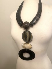Fabulous Black & Brown Buffalo Horn Statement Designer Necklace