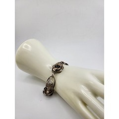 Vintage Lang Sterling Silver Marked Rose Leaf Link Bracelet Mid Century 20.5g
