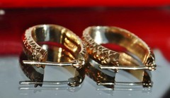 14k yellow gold earrings 0.68″ diamond cut hoop vintage handmade 1.15gr N2906