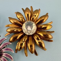 Vintage to Modern Brooch Pin Lot Flower Leaf Round Rhinestone Enamel 2 Signed