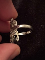 Vintage Estate 925 (Nickel Free) Ring Size 5.75 Leaf Branch Design Diamond Chips