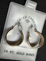 Vintage Solid 14kt Gold Earwire Gold Plated Hoop Earrings 2.6g NOS
