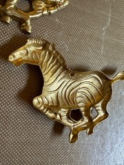 Vintage Brass Zebra Stampings 1.5” Safari Animal Findings Hanging Charms Lot of