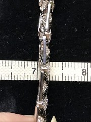 Vintage Silver tone Onyx & Clear Cubic Zirconia X Design Tennis Bracelet 7″