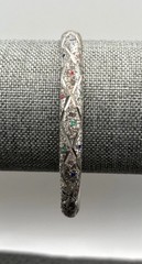 Avon Sterling Silver 925 Bangle Bracelet Multi-Color Enamel Textured Design READ