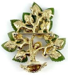 AUTHENTIC SWOBODA FLOWER BASKET JADE PEARL BROOCH PIN