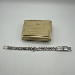 Vintage Speidel Sterling ID Bracelet 8.5” Sterling Top Stainless Chain Box