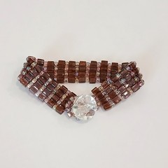 BEAUTIFUL😍 Handmade beaded cuff bracelet Tila beads & a crystal bead 7″ 12.7g