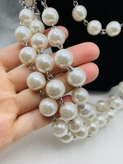 Dazzling AB Rhinestone Vintage Hollywood Glamorous Layered Faux Pearl Necklace