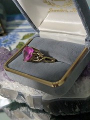 UTC PINK SYNTHETIC TOPAZ Size 7 GOLD PLATED 925 STERLING SILVER RING B354