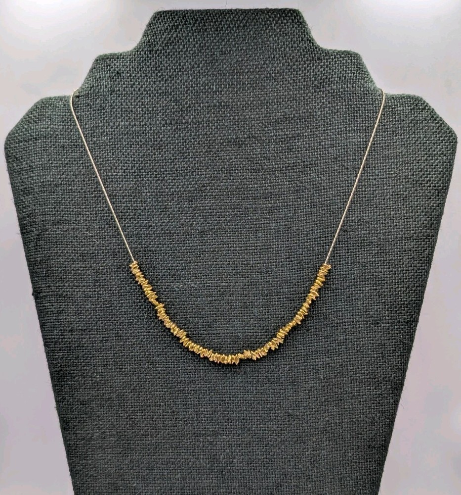 PZ Israel Vtg Gold Plated Sterling Nuggets Long Oval Box Chain 925 Necklace