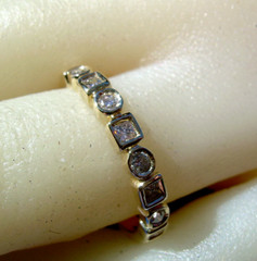 Original EARTH MINED DIAMOND Deco Wedding Band SOLID 14K GOLD Anniversary Ring 7