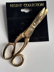 Vintage Gold Tone Brooches Lot;Hot Air Balloon; Bubble Fish Marked AJC;Scissors