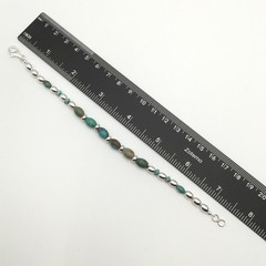 Silver Schark Handmade Sterling Silver & Turquoise Barrel Bead Bracelet 7.5” #26