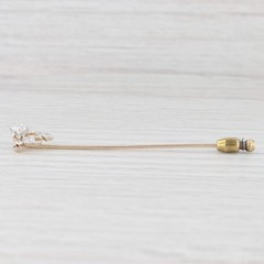 0.48ctw Diamond Stickpin 10k Gold Platinum Antique Pin
