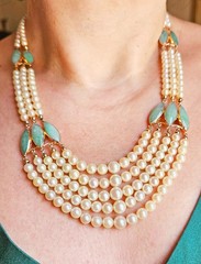 Vintage 5 Strand Pearl Jade 14K Gold Chocker Pearl Necklace by de Groot & Gudde