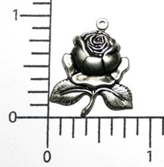 30324 3 Pc Matte Silver Oxidized Rose Charm Jewelry Finding