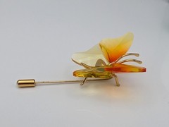 Swarovski Paradise Butterfly Pin 925 Sterling Gold Crystal Stand Box COA No Mag
