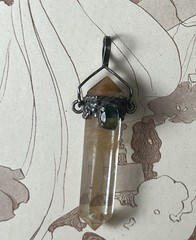 Sterling Silver Rutilated Quartz Pendent With Blue Topaz V318