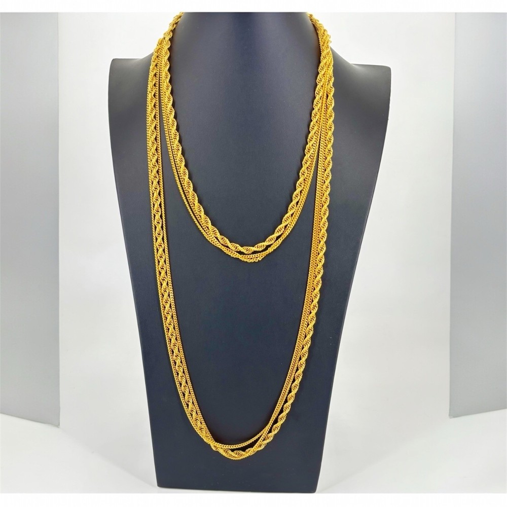 52″ Monet Opera Length Triple Strand Rope Chain Gold Tone Necklace