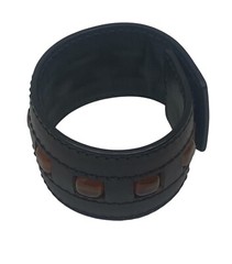 Yves Saint Laurent Vintage Brown Rive Gauche Leather Cuff Bracelet YSL
