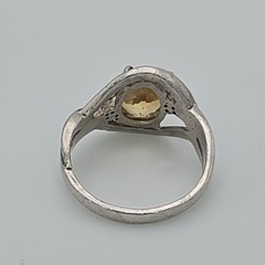 Vintage Citrine Ring Diamond Accents 925 Sterling Silver Size 5 FREE $HIPPING!!