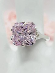 4.25Ct Lab Created Radiant Cut Pink Sapphire 14K White Gold FN Engagement Ring